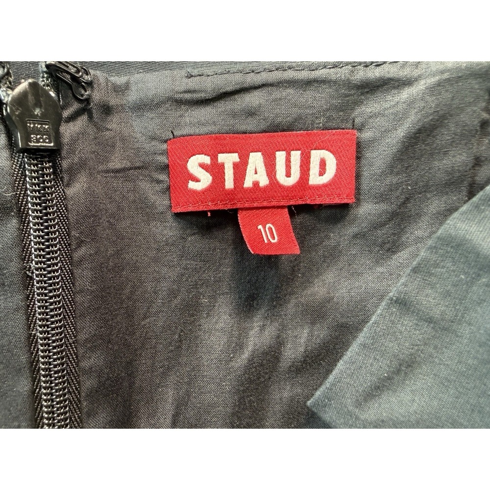 STAUD Sutton Lace Up Black‎ Midi Dress Size 10 New - Picture 8 of 14